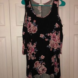 Boutique cold shoulder floral top.